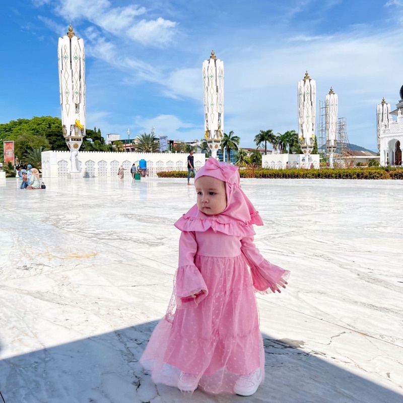 gamis bayi anak baby cewek 1 2 3 tahun balita perempuan tile burkat katun toyobo adem free jilbab NAGITA Gamis dress