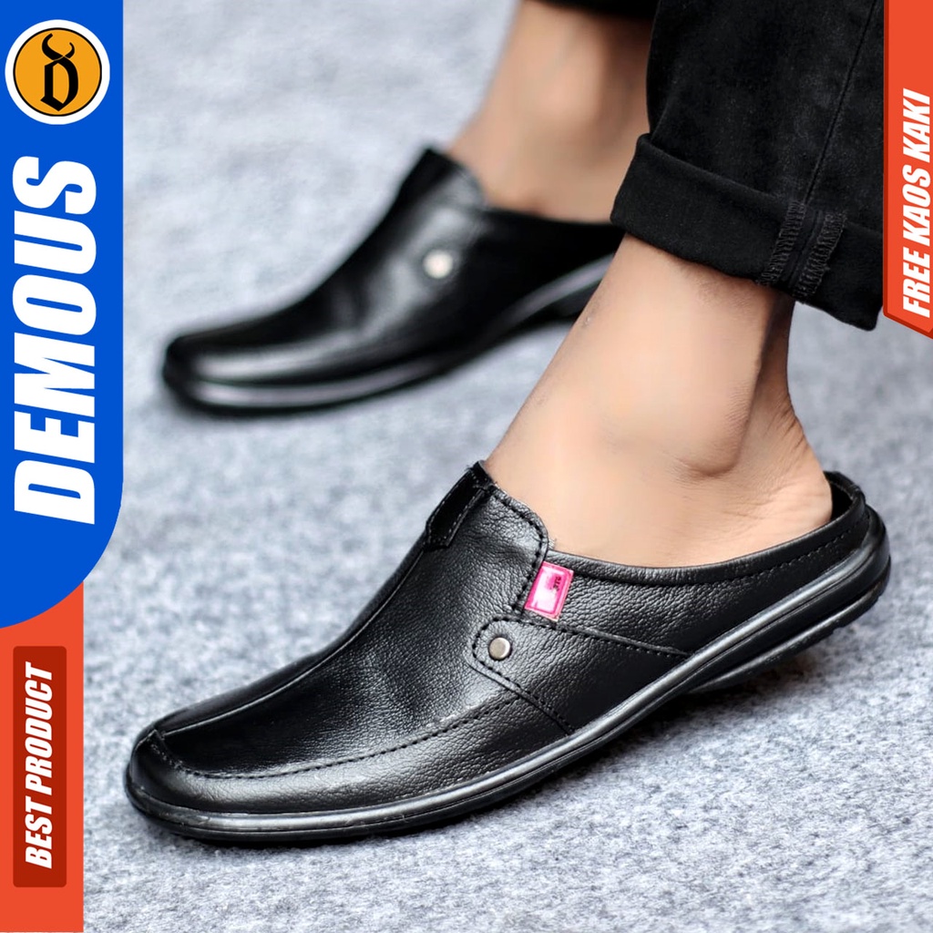 Sepatu Sandal Casual Kulit Asli Bustong Tutong Sendal Slop Original Murah Terbaru Kekinian