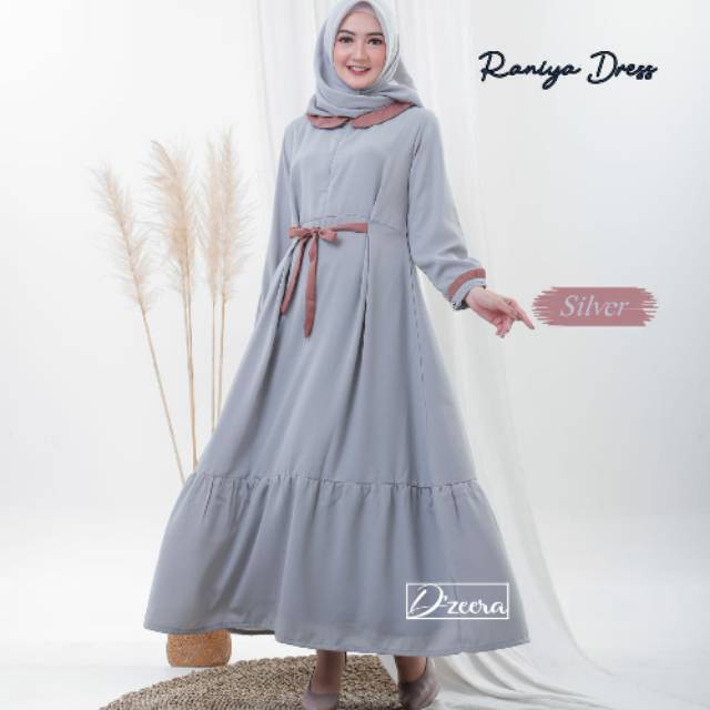 D'ZEERA GAMIS WANITA RANIYA DRESS ONLY SILVER SIZE L MODEL LUCU KEKINIAN TERBARU