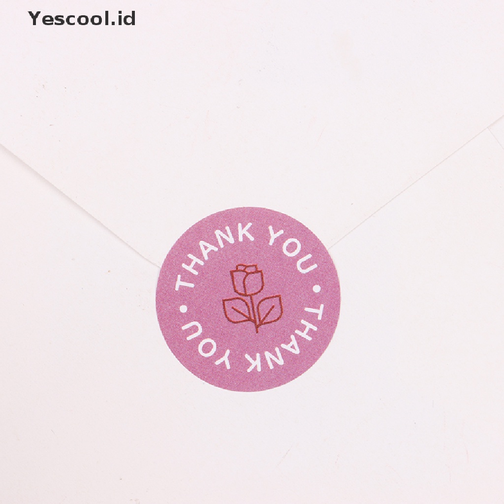 500 Label Stiker roll Desain Bunga thank you Untuk Dekorasi Scrapbook