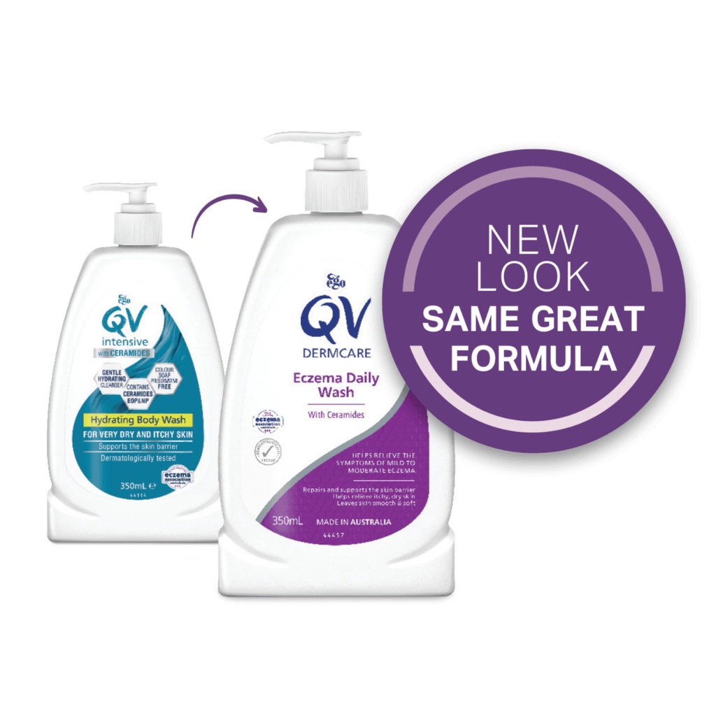 QV Dermcare Eczema Daily Cream / Wash with Ceramides 350ml Pump / QV Intensive Sabun Lotion Kulit Eksim Kering