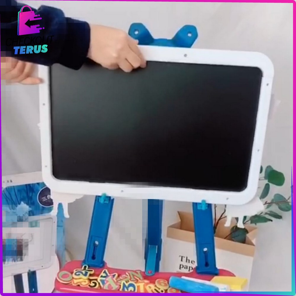 CT M30 M47 Mainan Learning Easel 3in1 Mainan Edukasi Drawing Black &amp; White Board dengan Magnet dan Papan Tulis Proyektor Anak