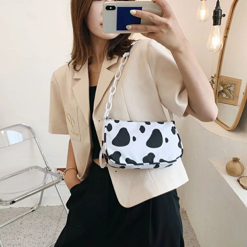 dem_sare / DS1066 -  Tas Bahu Cow Pattern Shoulder Bag Sapi Rantai Shoulder Bag Tas Bahu