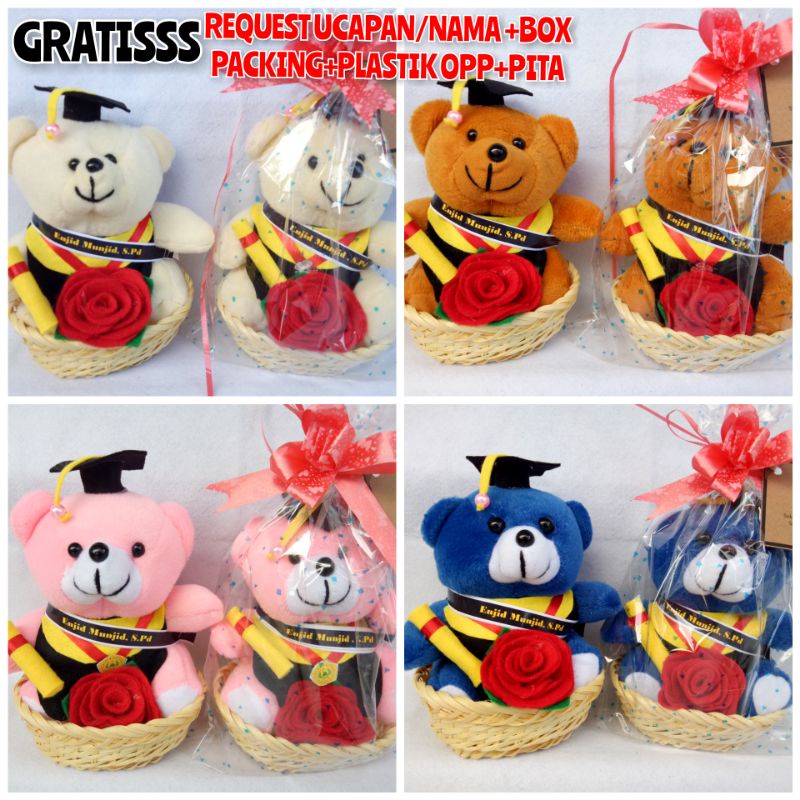 	 Boneka Wisuda Keranjang Beruang ±16 CM /Boneka Keranjang Graduation Teddy Bear	
