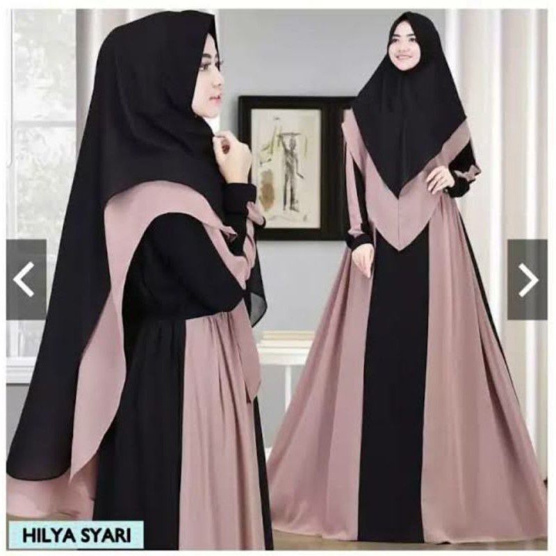 HILYA SYAR'I PLUS KHIMAR/ BAJU GAMIS SET KERUDUNG/ BAJU GAMIS/ BAJU MUSLIM / FASHION MUSLIM