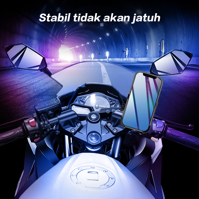 Bonkyo Holder HP Motor Spion Bahan Besi Full Metal Aluminium Sepeda Body Motorcycle Holder