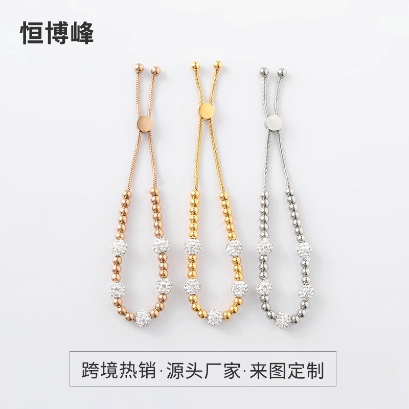 Gelang serut bola diskon zircon titanium anti karat korea fashion
