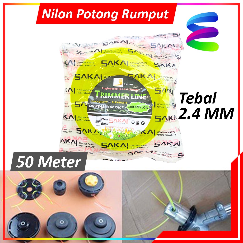 Nylon Cutter Trimmer Line 25 Meter 50 Meter / Tali Senar Mesin Potong Rumput / Senar Nilon Potong Rumput