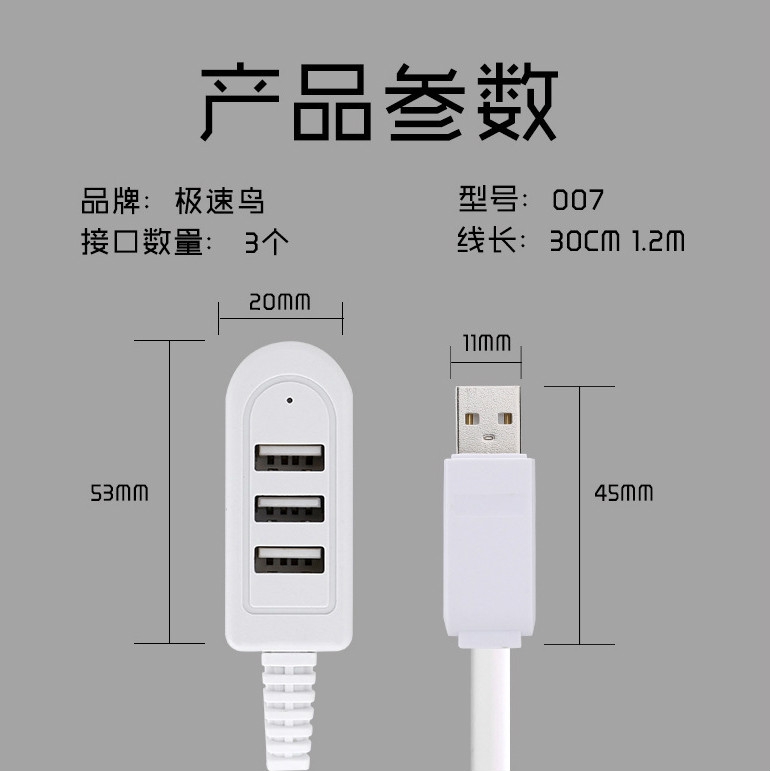 Hub Extension 3 Port Usb Multifungsi Panjang 30cm/120cm 3a