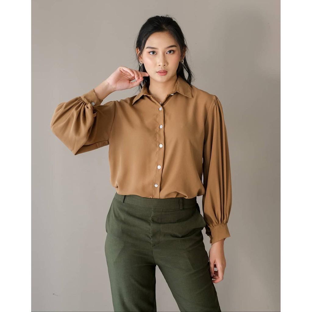 SVS 1KG MUAT 5PCS | BLOUSE AUDRY RUFI BASIC SHIRT RUFFLE  SOFT FULL KANCING FASHION WANITA