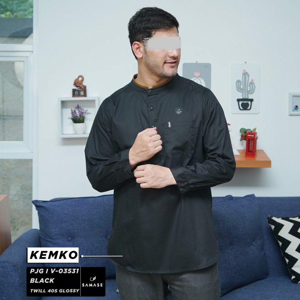Baju Koko Kemko Panjang Muslim Pria V035 - NAVY | SAMASE