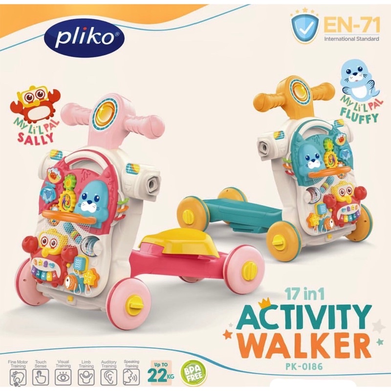 PUSH WALKER PLIKO ACTIVITY WALKER 17 in 1 PLIKO PK 1086 PUSH WALKER DORONGAN BAYI /MEMBANTU BELAJAR JALAN BAYI/ MAINAN BAYI/BABY WALKER/ MAINAN MEMBANTU BERJALAN PLIKO/MULTIFUNCTION WALKER