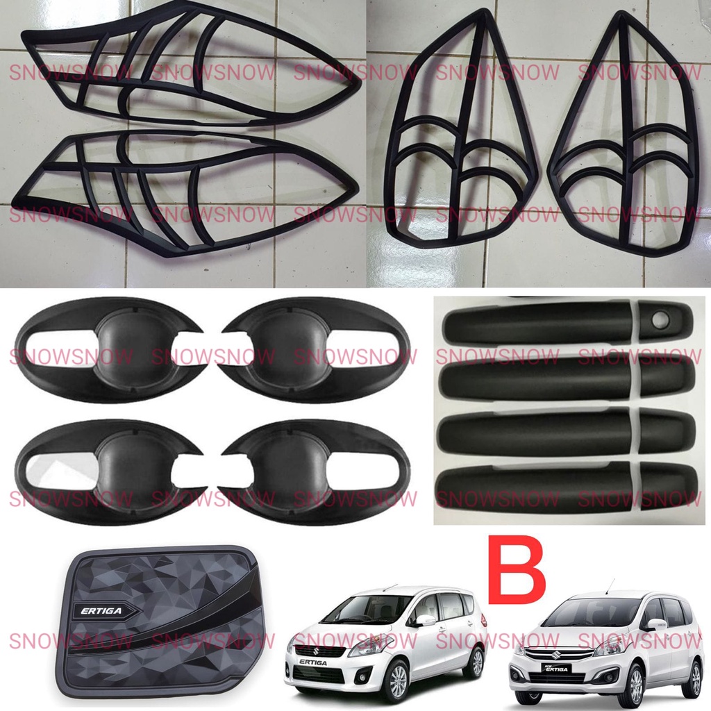 Paket Garnish Lampu Depan Belakang Outer Handle Tank Cover Ertiga 2012 2017 Hitam