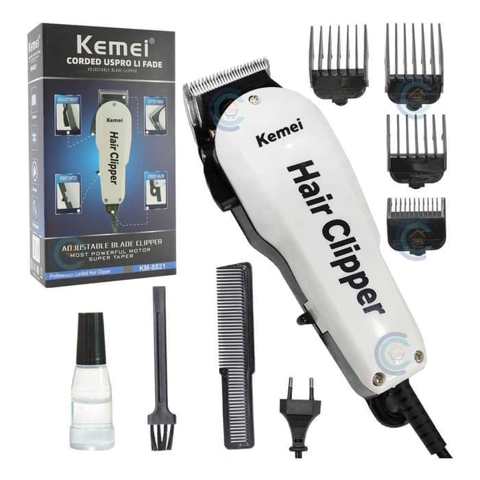 Kemei 8821 Original Alat Cukur Rambut (Kabel Listrik) KM8821L Super Taper Hair Clipper KM8821