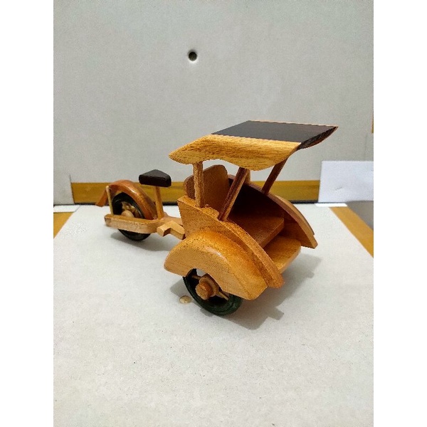 (TERMURAH)MINIATUR BECAK KAYU - SOUVENIR JOGJA