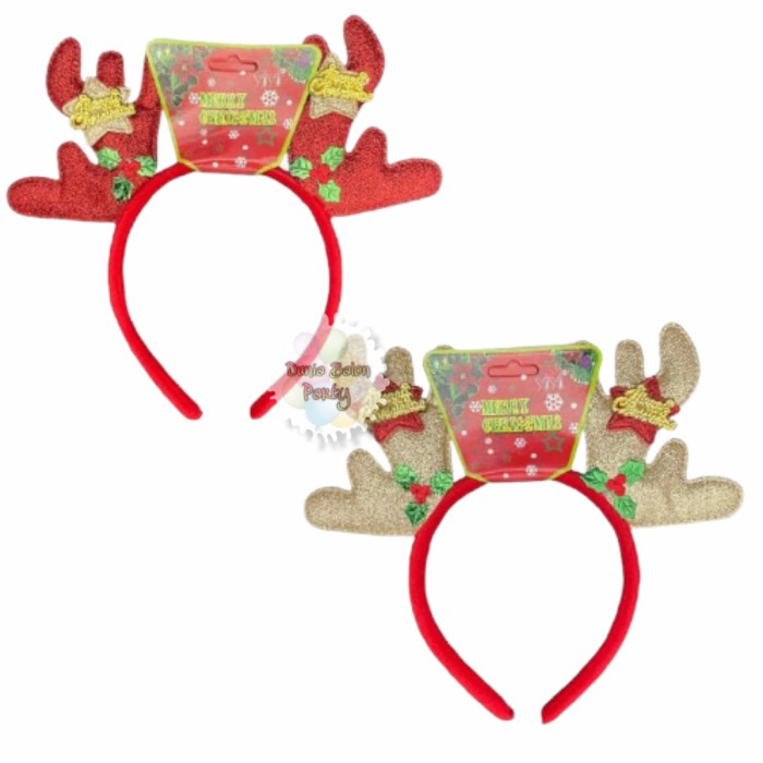 Bando Natal Tanduk Rusa / Head Band Motif Star Font Merry Christmas