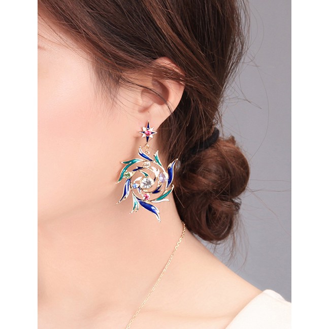 LRC Anting Tusuk Fashion Color Drip Ear Studs F60183