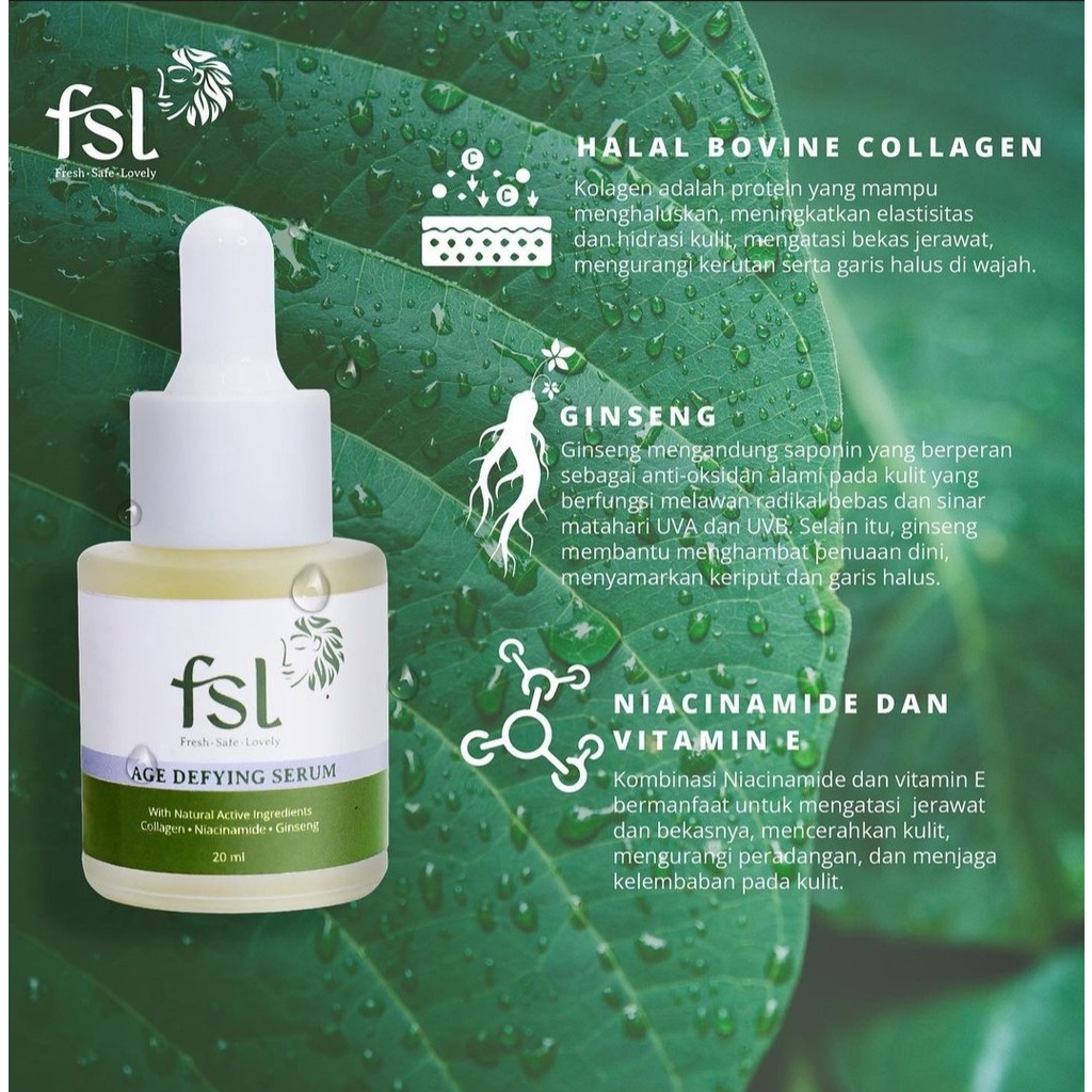 FSL Age Defying Serum Kolagen Skincare Anti Aging Atasi Penuaan Dini