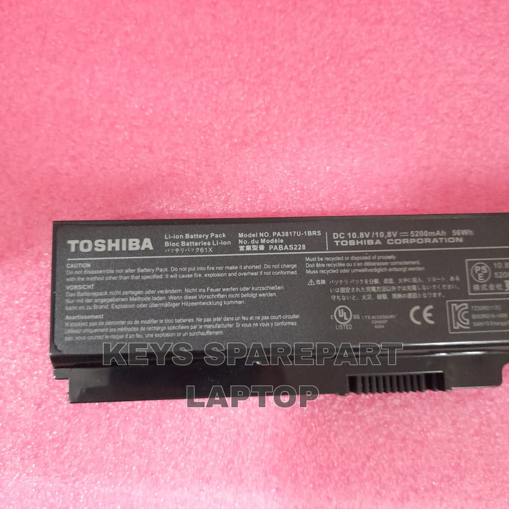 Baterai Battery Original Laptop Toshiba Satellite L745 L740 L730 L630 L635 L640 L645 L650 L655 C600 C640 A665 A760 A765 A660 NB510 Pa-3817 PA3817