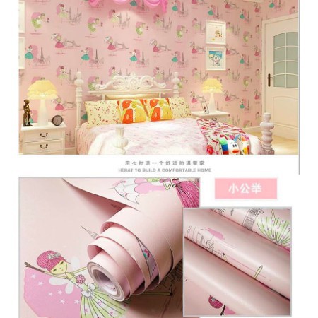 Wallpaper Sticker Dinding Motif Paris Dasar Pink Ukuran Panjang 10Meter x Lebar 45CM