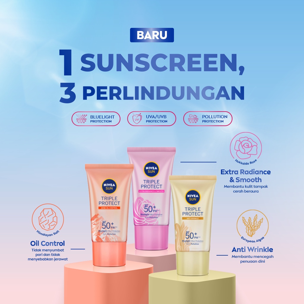 NIVEA SUN Face Serum Triple Protect Acne Oil Control SPF50+ PA+++ 40ml Twinpack