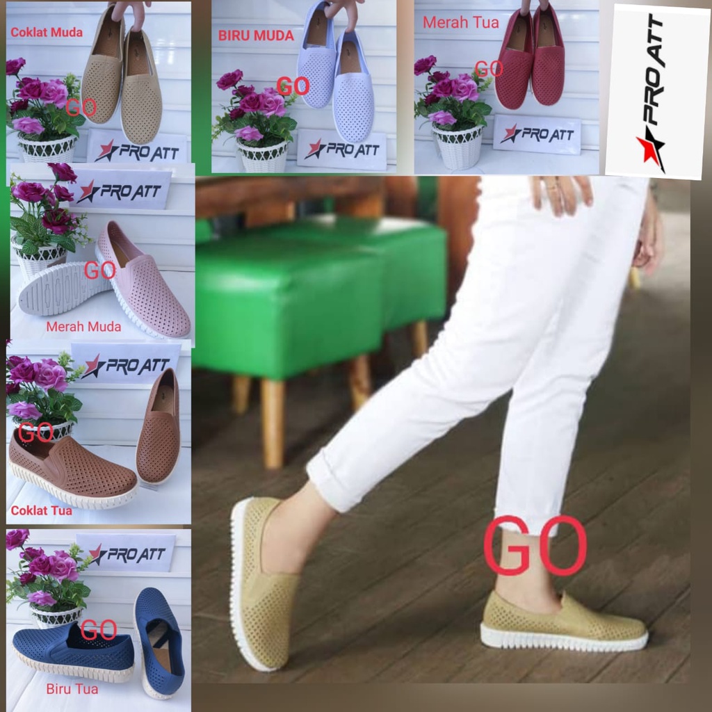 gos  ATT LIW Sepatu Karet Wanita Berlubang Anti Slip Anti Gerah Empuk Dan Awet Original