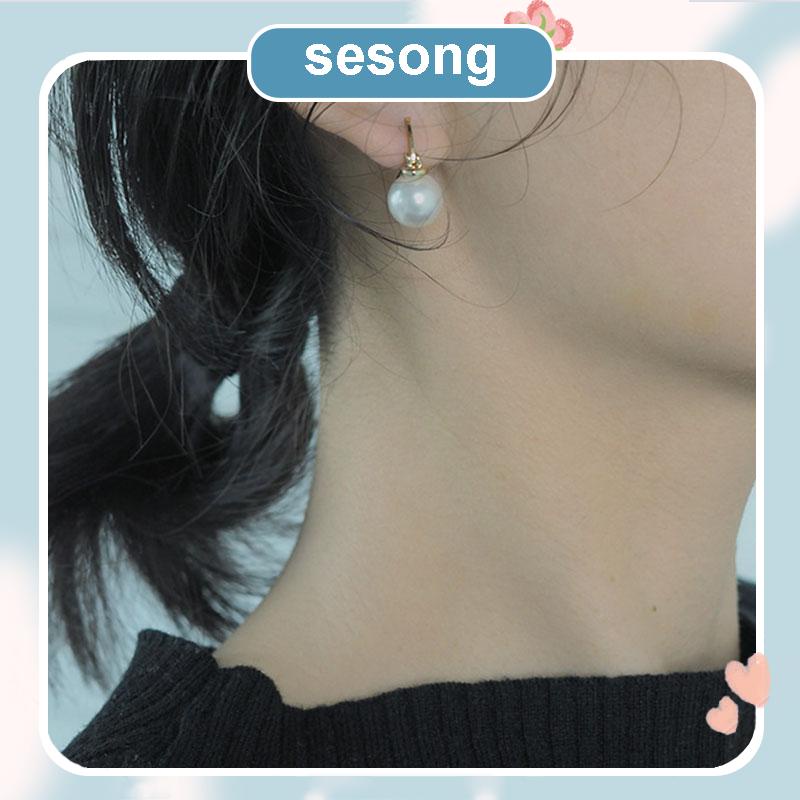 Anting Mutiara Besar Gaya Retro Korea Aksesoris Fashion SS