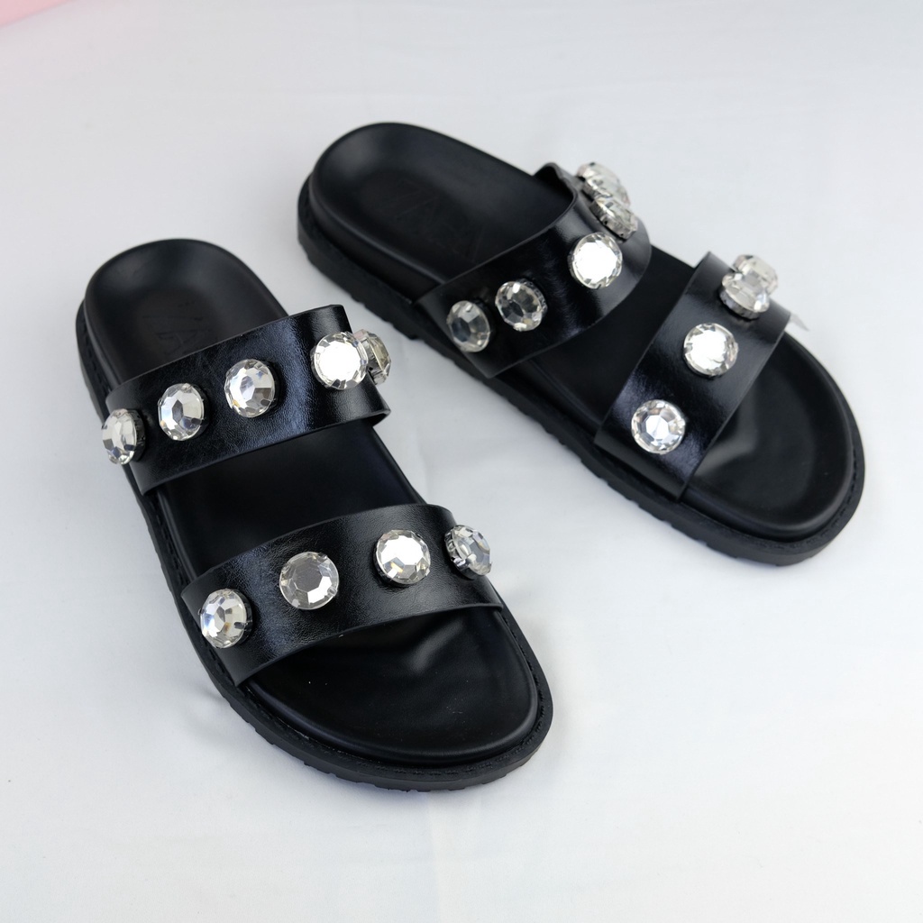 [7.7 Boombastis Sale⚡] - SENDAL WANITA AKSEN DIAMONDS FLAT SANDAL ZS422 PREMIUM IMPORT