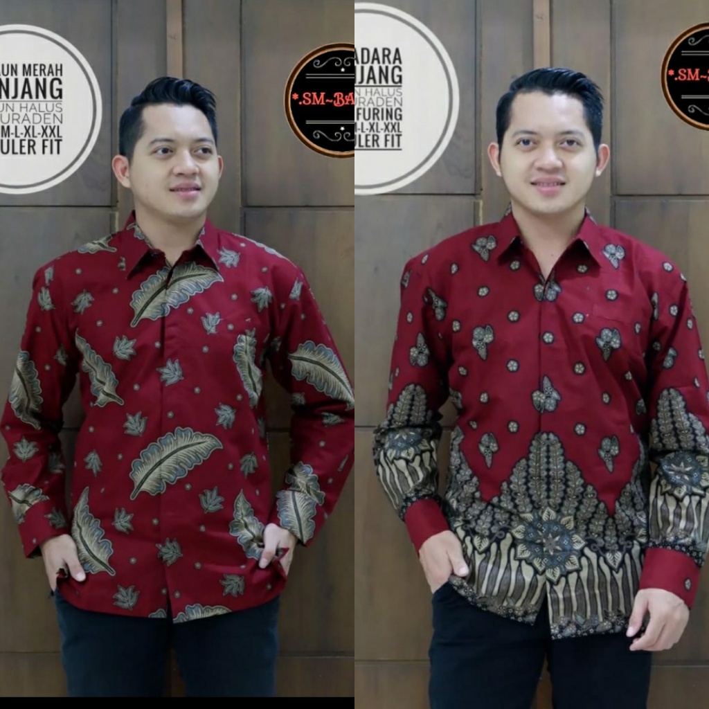 ADA ANAK BATIK MERAH MARRON KEKINIAN BAJU kemeja batik pria lengan BSO OFFICIAL PENDEK PREMIUM