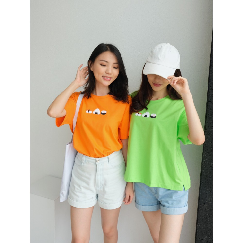 Kadaka T-0328 Tshirt Kaos Sushi Cute Embroidery Timbul