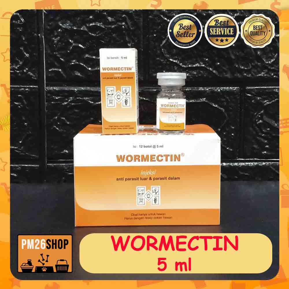 Wormectin Injeksi Obat Kutu Tungau Kudis Cacing Camplak Demodex Anjing Kucing