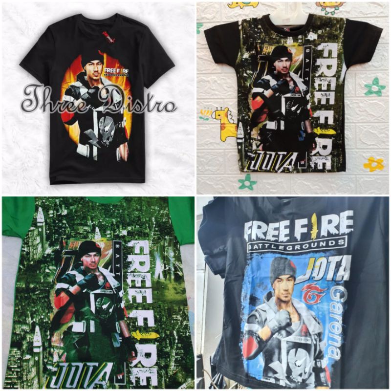 KAOS BAJU STELAN FF ANAK DJ ALOK CHRONO FREE FIRE PUTIH GAMING BATTLE GROUND