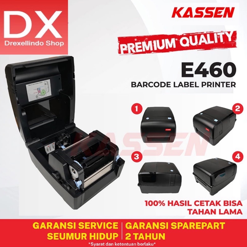 PRINTER LABEL BARCODE KASSEN E-460 110MM A6 TRANSFER THERMAL