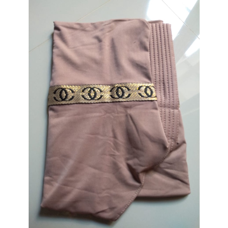 Jilbab instan Renda Channel Kerudung kekinian Bergo terbaru 2021 Hijab Dewasa syar'i-Brown