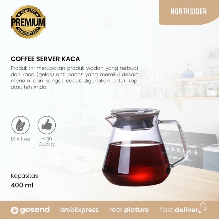 

DISKON - (BISA COD) COFFEE SERVER KOPI BOROSILICATE GLASS POUR OVER 400ML & 500ML - 400ML-SDN01-208