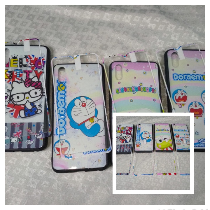 HARD CASE KARAKTER CEWEK / CARTOON + TEMPERED GLASS VIVO Y91 Y95