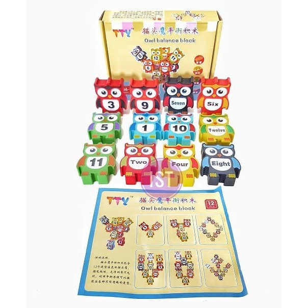 mwn.toys Mainan Kayu Edukatif Owl Balance Block