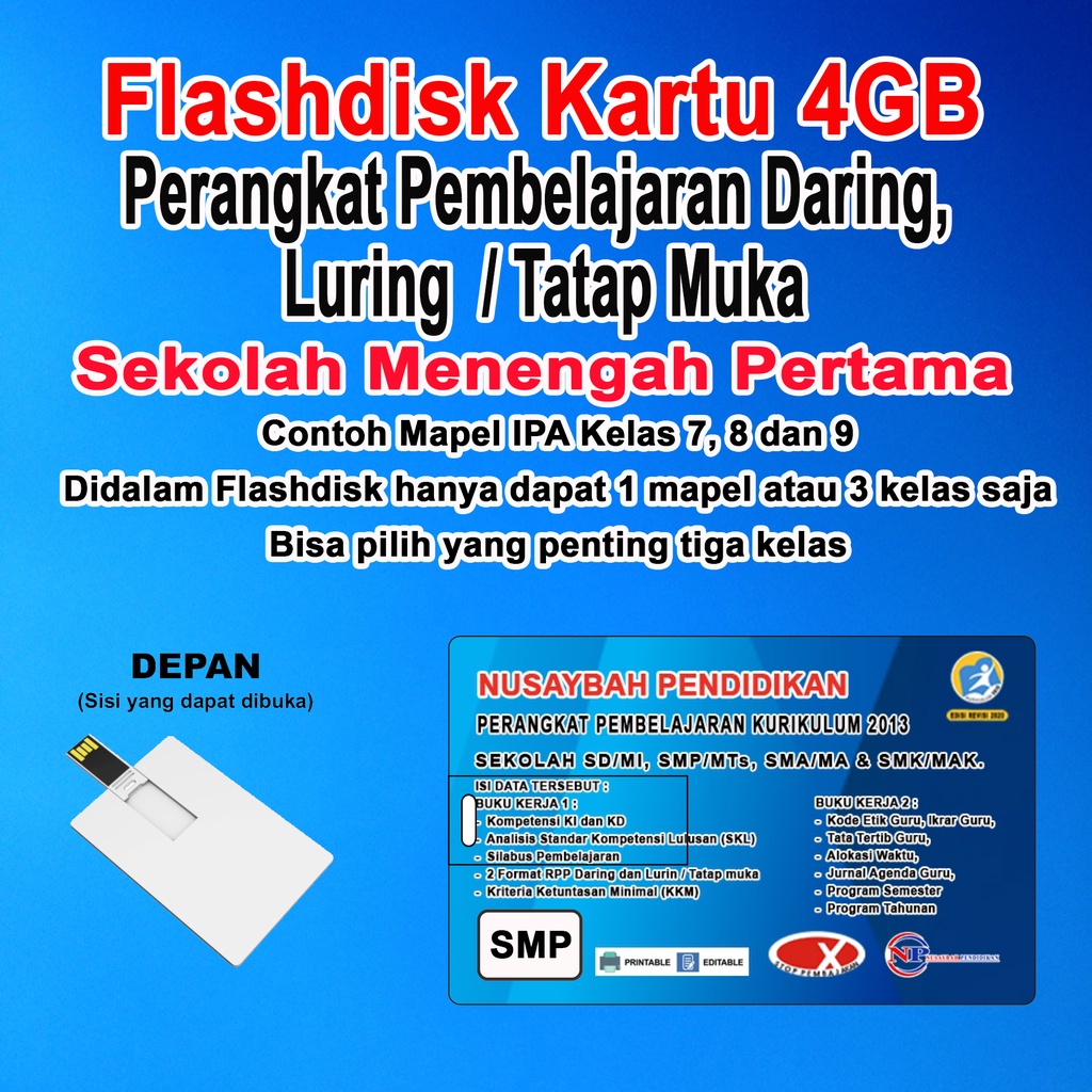 PERANGKAT PEMBELAJARAN DARING DAN LURING/TATAP MUKA SD, SMP, SMA (KARTU FLASHDISK 4GB)