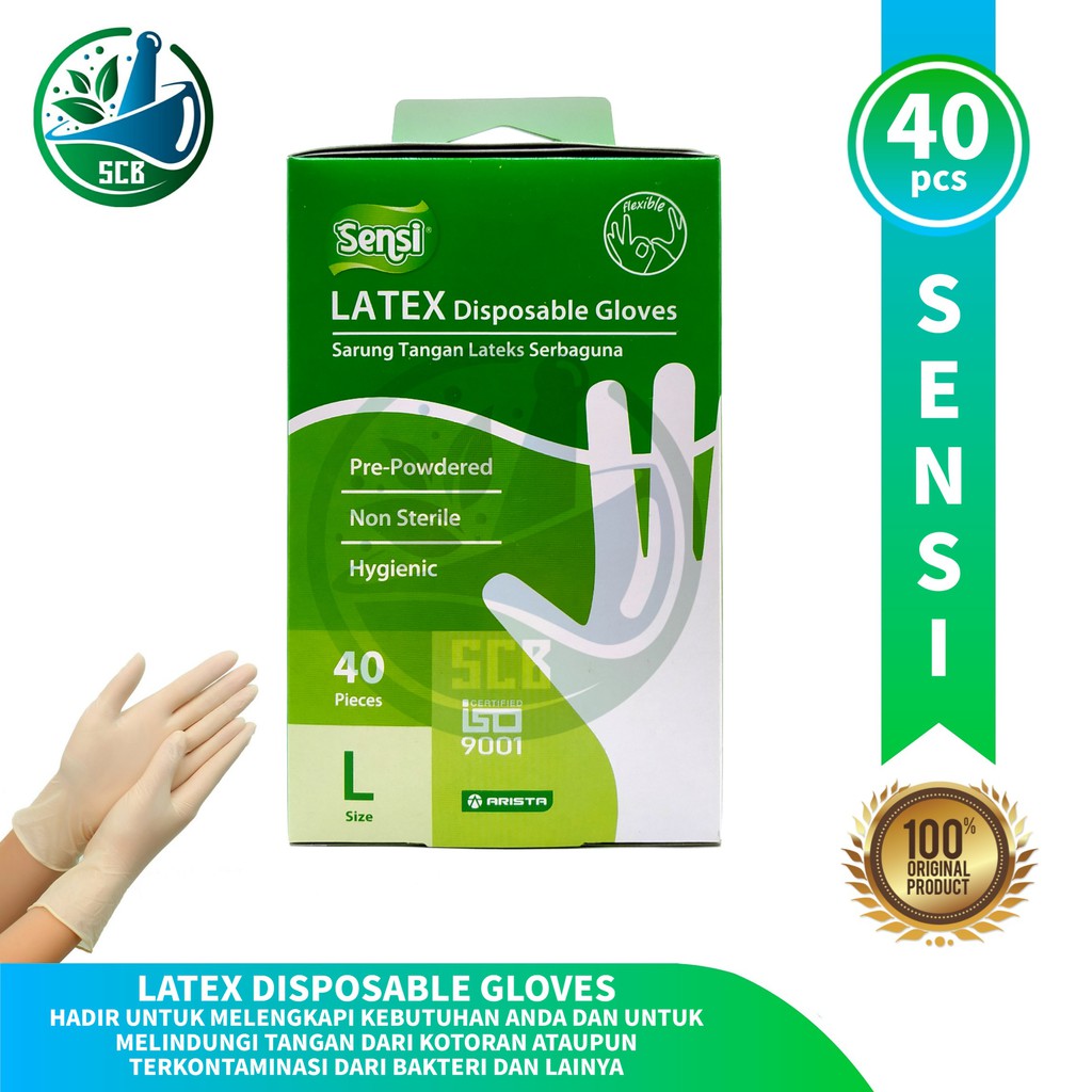 Sensi Latex Disposable Gloves - Sarung Tangan Multifungsi Isi 40pcs