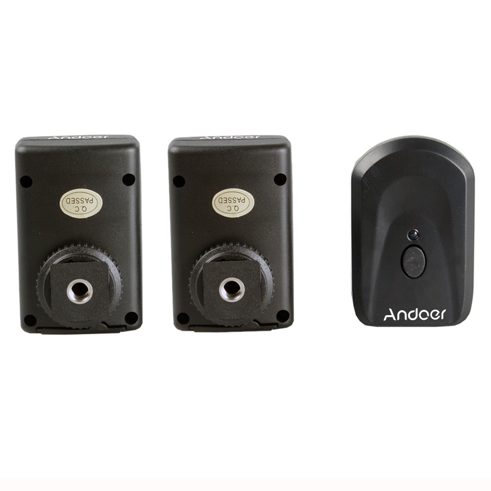 Andoer Remote Wireless Flash Trigger dengan Transmitter &amp; Receiver - PT-04GY - Black