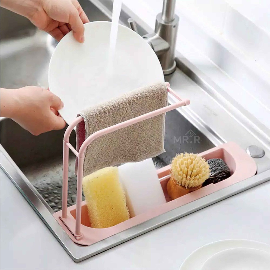 Tempat Spon Rak Cuci Piring Tirisan Wastafel Gantungan Kain Lap Dapur Sabun Kitchen Sponge Rag Rack