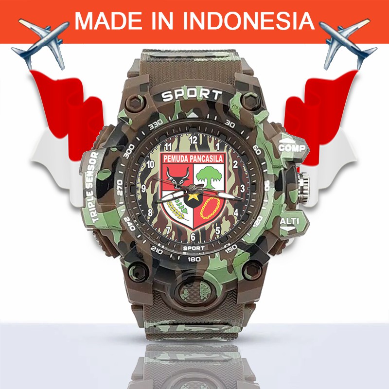 {Istimewa} Jam Tangan Pemuda Pancasila (PP) -Coklat Army Water Resistant