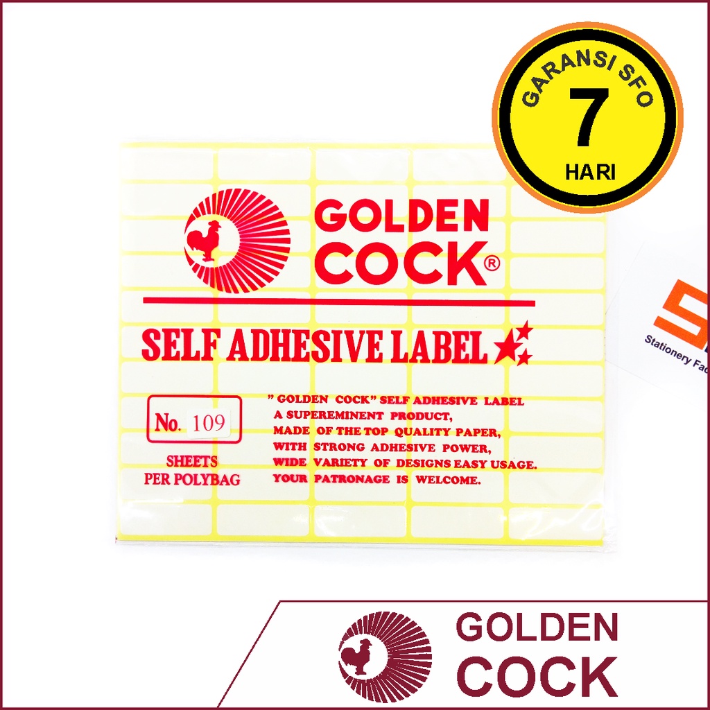 

Label Sticker Golden Cock 109 (13x38mm) - SFO Semarang Official