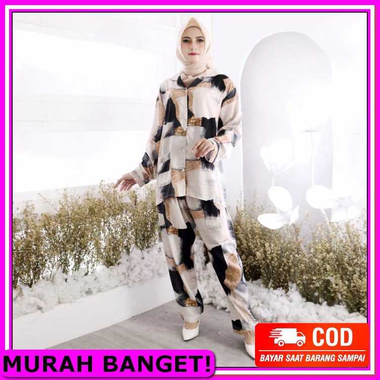 One Set Setelan Wanita Remaja Trend Kekinian Terbaru Priyanka Wan EZ670 [Piyama Tary Xxl Pp Ni]Setel