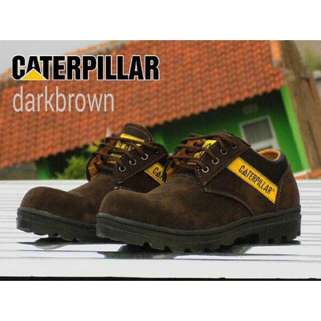 Sepatu Safety Pria Boots CAT SBY Pendek Suede Murah Ujung Besi Kerja Proyek Lapangan