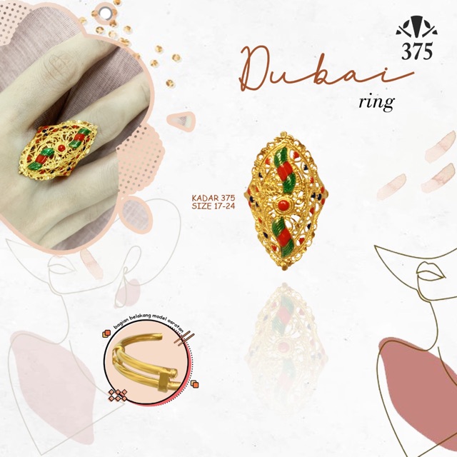 Cincin dubai osrotan emas asli kadar 375 variasi 3