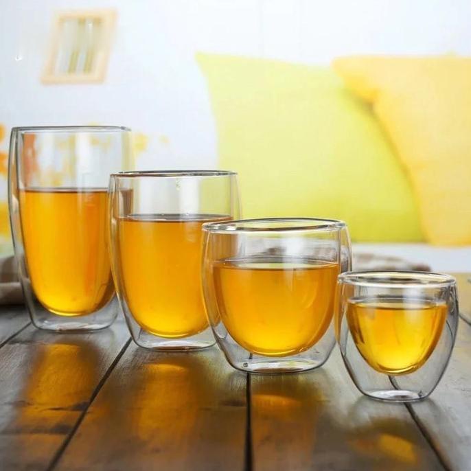 `````````] Gelas Kopi Kaca Bening Polos double wall gelas seloki 80 250 350 450ml