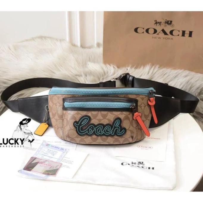 Coach Rivington Signature Belt Waist Bag Tas Pinggang Pria - Brown Paprikaolshop321