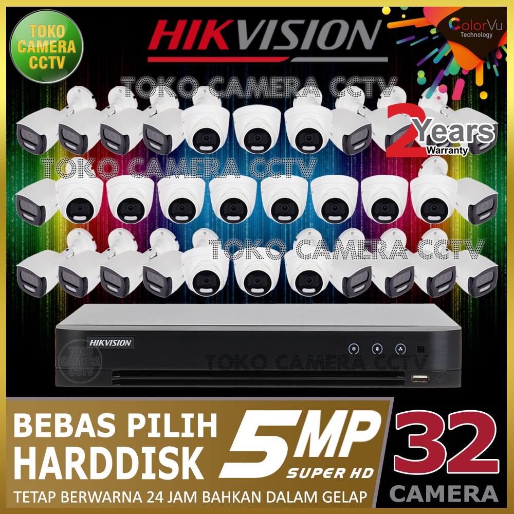 PAKET CCTV HIKVISION COLORVU 5MP 32 CHANNEL 32 KAMERA