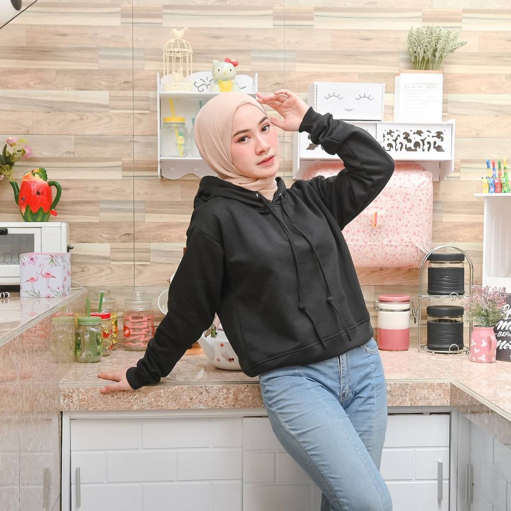 HOODIE CROOPE WANITA SWEATER POLOS OVER SIZE TERBARU-7